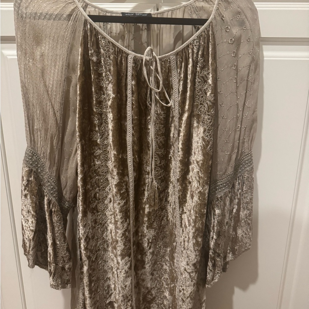 Elegant Velvet Blouse in champagne by Young Threads